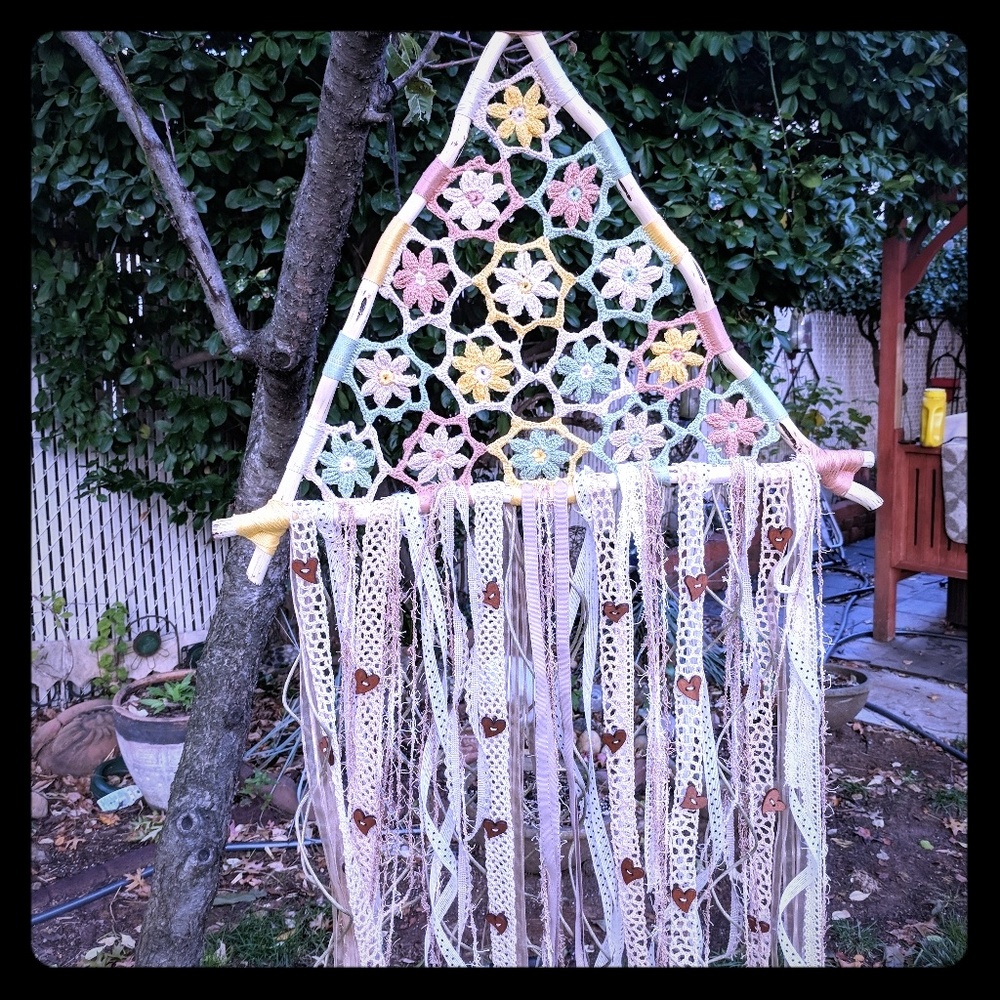Boho shabby chic hand crotchet  dream catcher